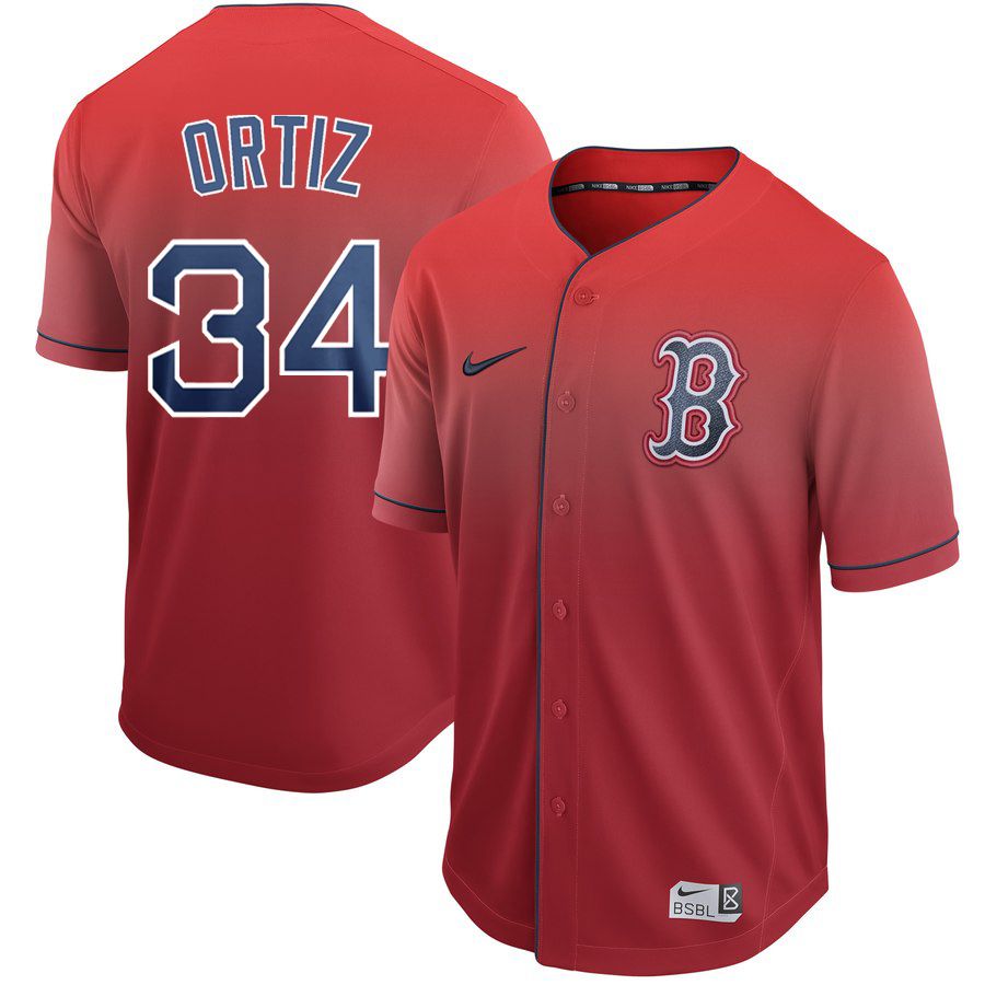 Men Boston Redsox 34 Ortiz Red Nike Fade MLB Jersey